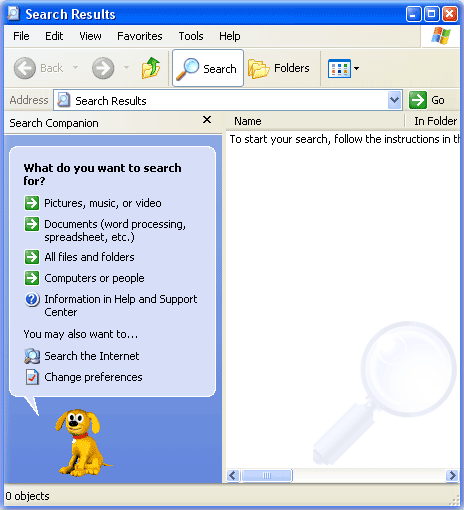 This is the main window of standard Windows search utilty. There are many types of history that should be deleted.